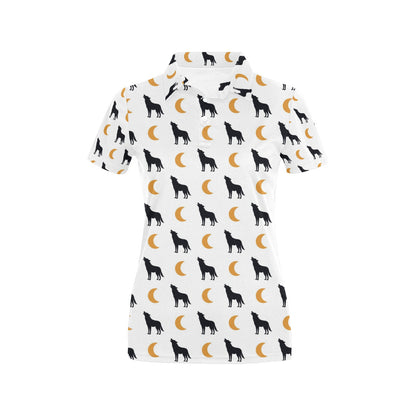 Wolf Moon Print Design LKS302 Women's Polo Shirt