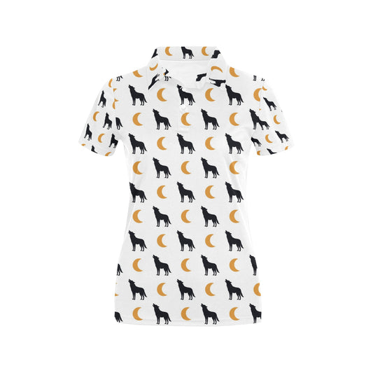 Wolf Moon Print Design LKS302 Women's Polo Shirt