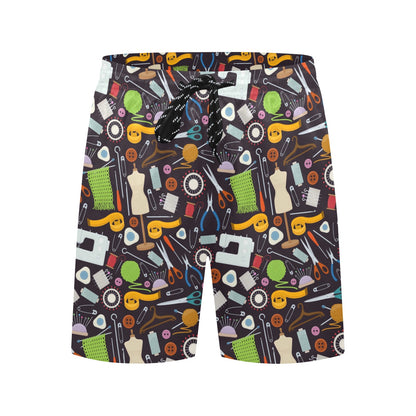 Sewing Equipment Print Design LKS308 Men's Swim Trunks Beach Shorts