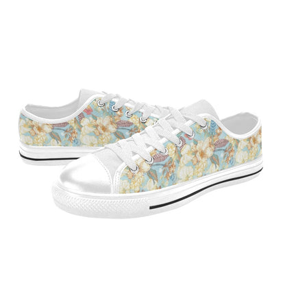 Summer Floral Print Design LKS302 Women's White Low Top Shoes