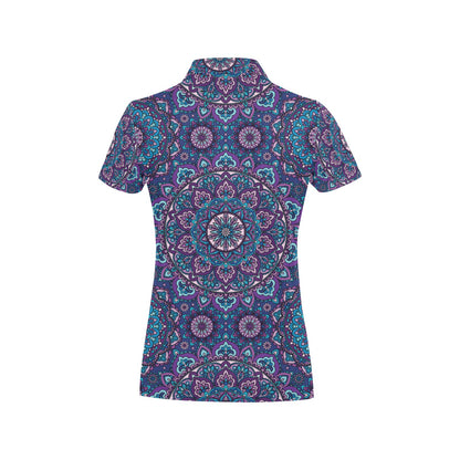 Medallion Pattern Print Design 05 Women's Polo Shirt