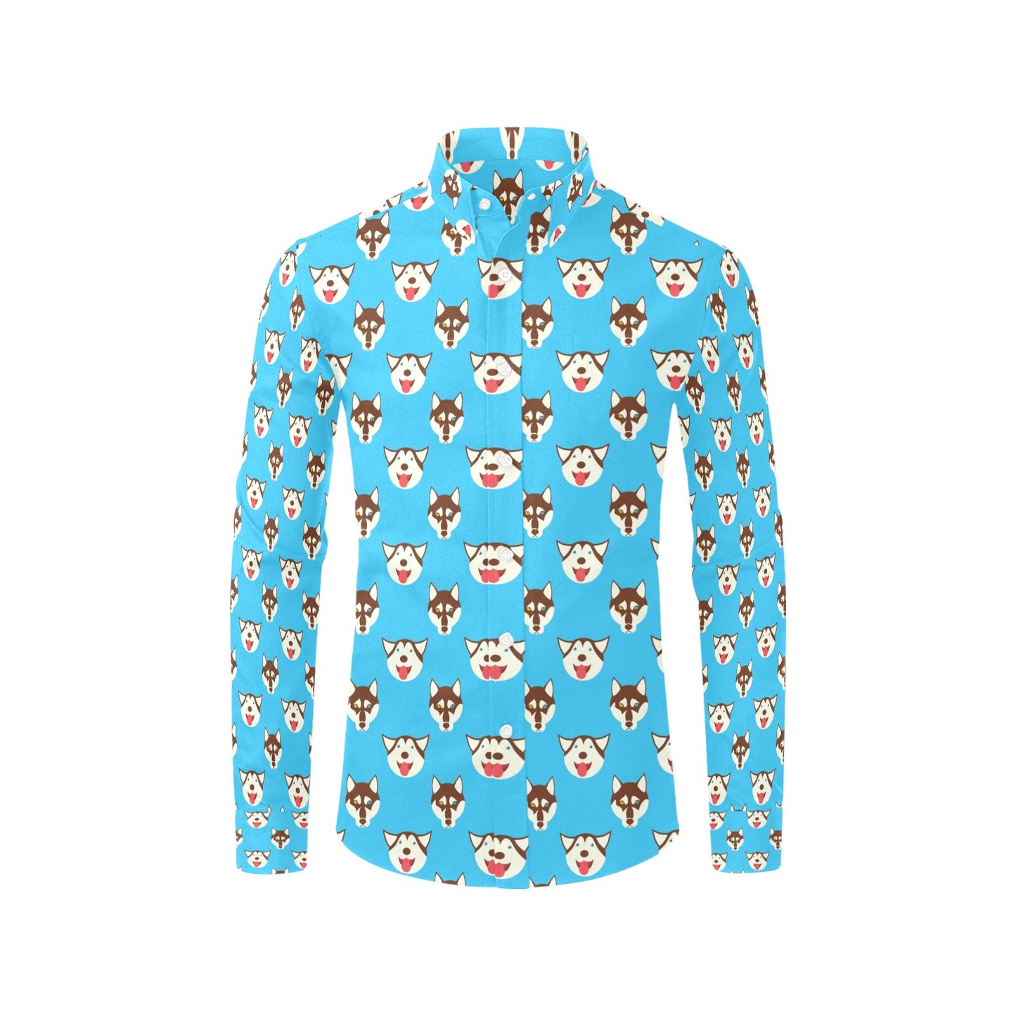 Siberian Huskies Print Design LKS306 Men's Long Sleeve Dress Shirt