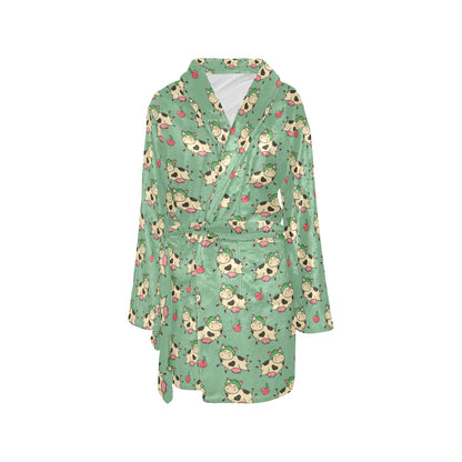 Cattle Print Design LKS402 Women's Fleece Robe