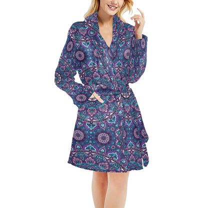 Medallion Pattern Print Design 05 Women's Fleece Robe