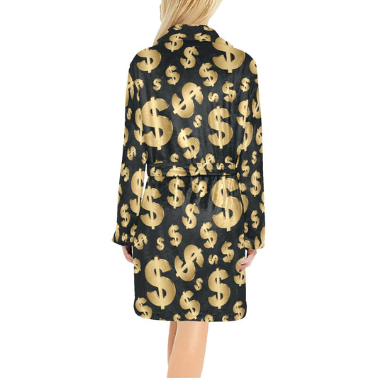 Dollar Pattern Print Design DO04 Women's Fleece Robe