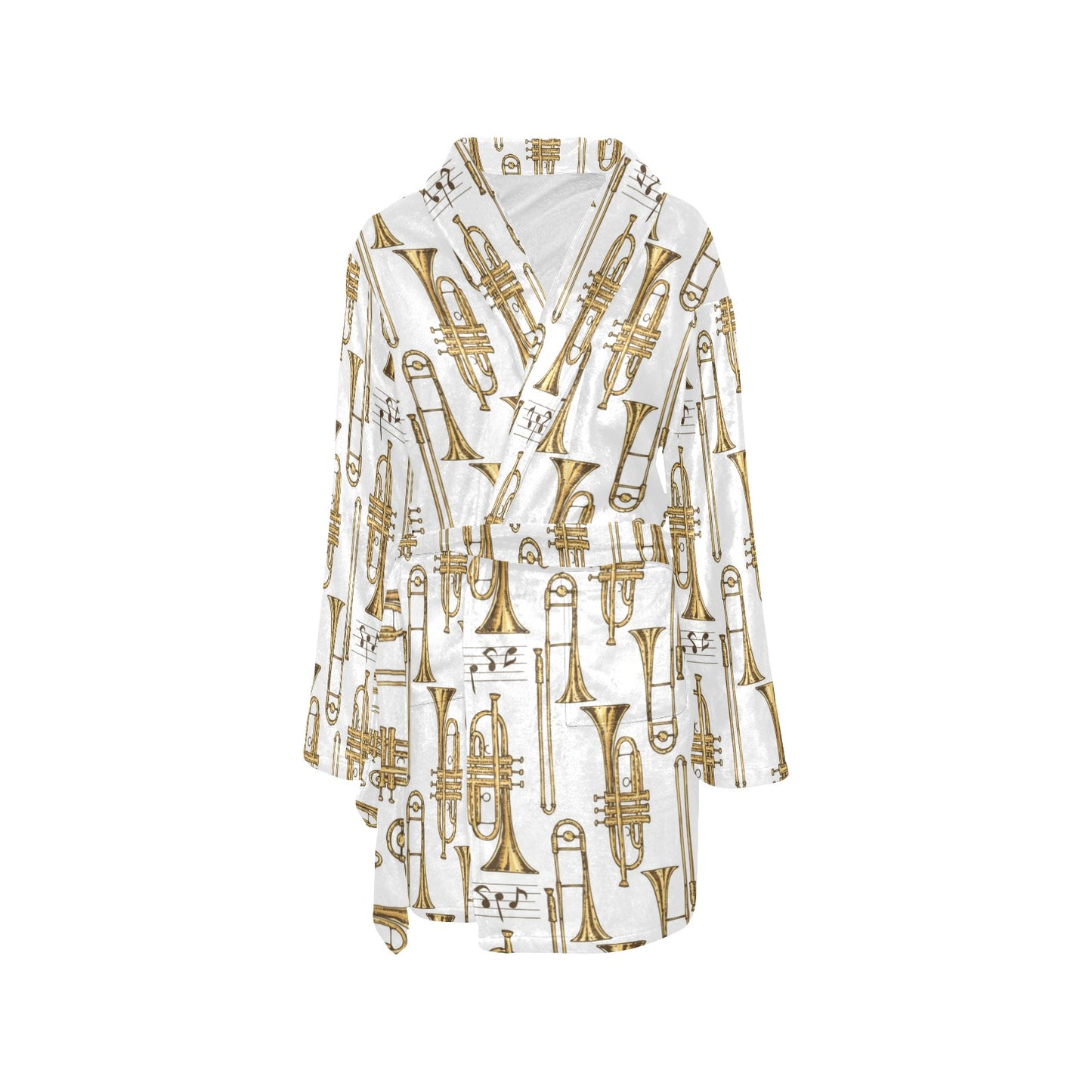 Trombone Pattern Print Design 04 Women's Fleece Robe