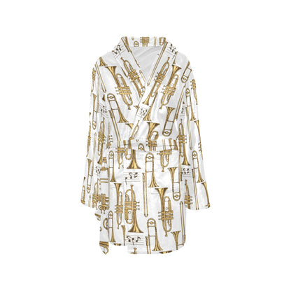 Trombone Pattern Print Design 04 Women's Fleece Robe
