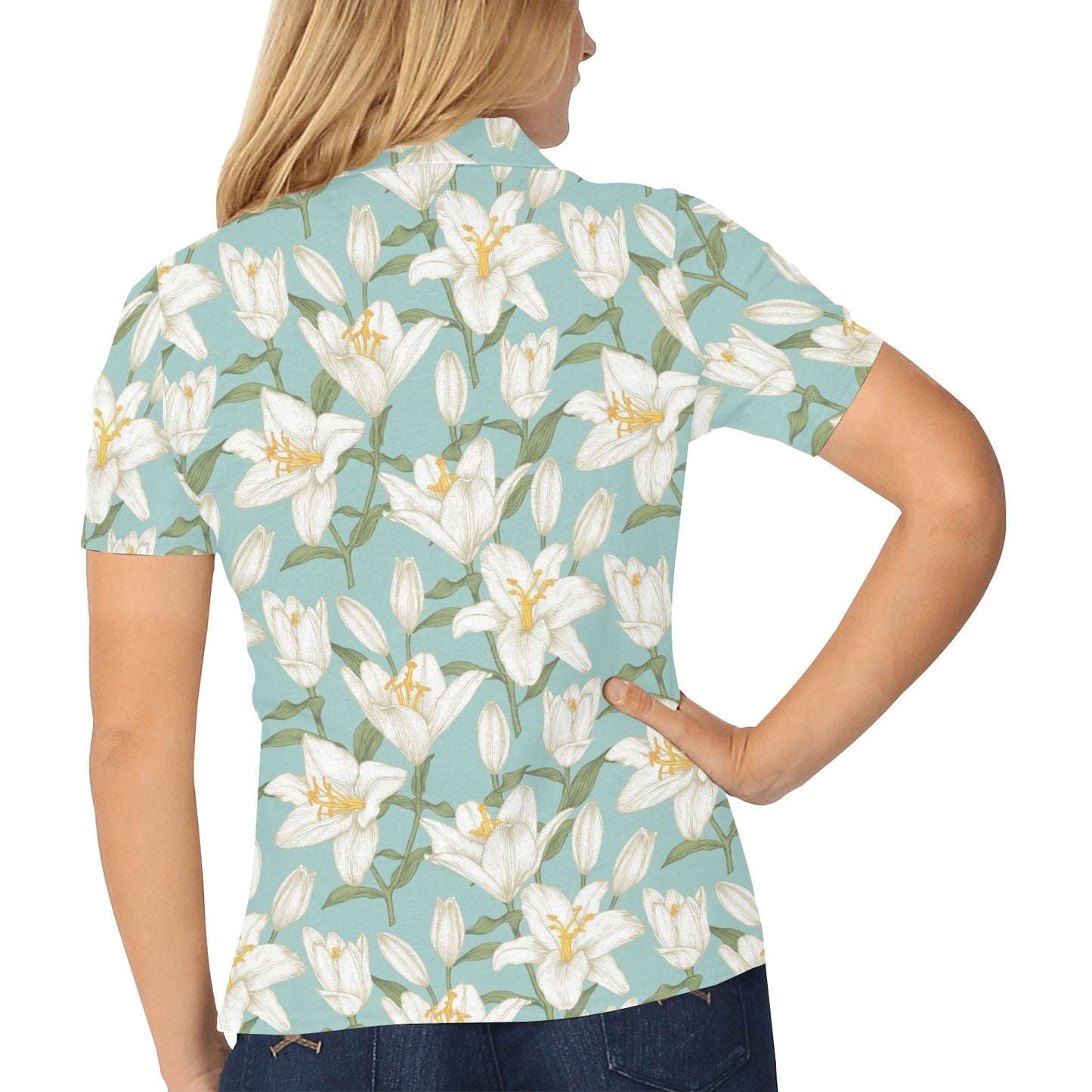 Lily Pattern Print Design LY09 Women's Polo Shirt