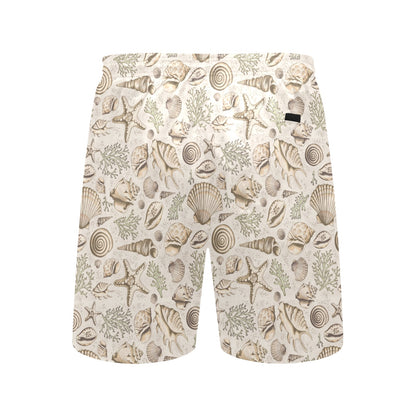 Seashell Print Design LKS304 Men's Swim Trunks Beach Shorts