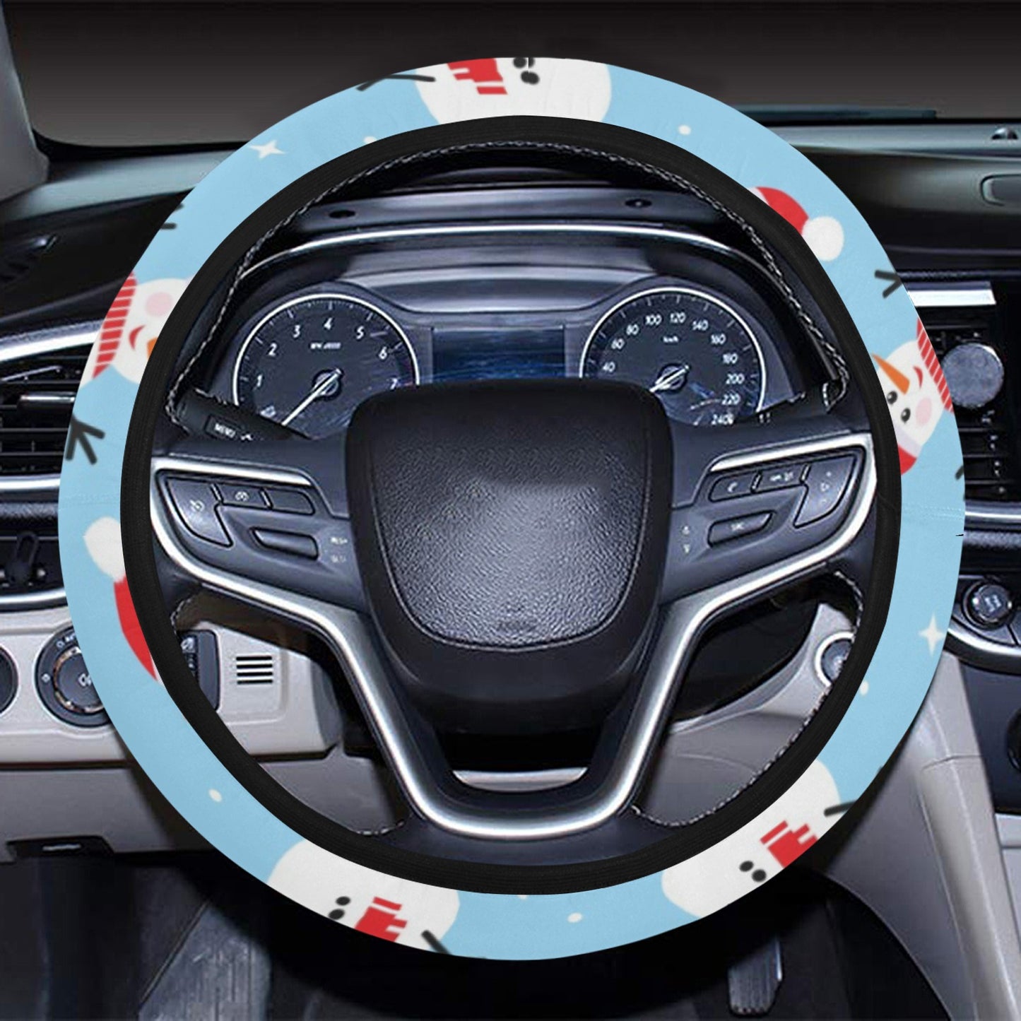 Snowman Print Design LKS305 Steering Wheel Cover with Elastic Edge