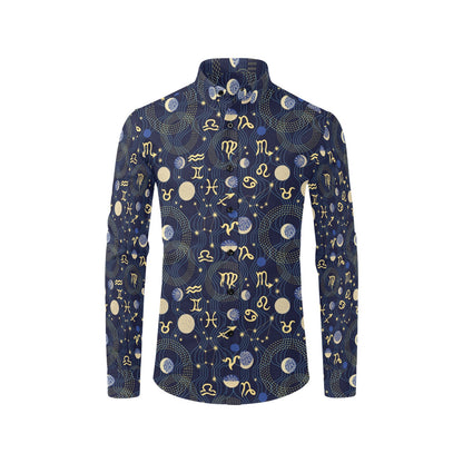 Zodiac Print Design LKS302 Men's Long Sleeve Dress Shirt