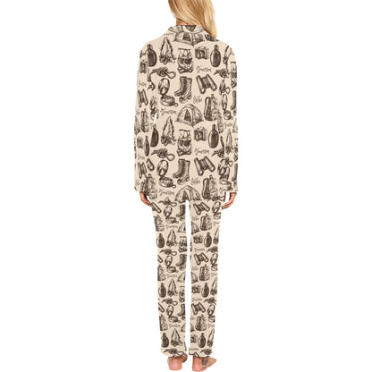 Camping Pattern Print Design 01 Women's Long Pajama Set