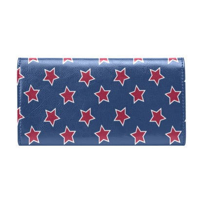 Star Red Blue Print Design LKS301 Women's Trifold Wallet