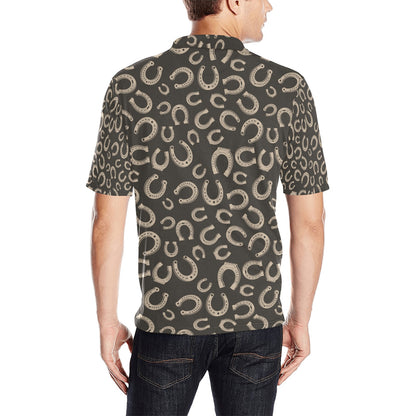 Horseshoe Print Design LKS303 Men Polo Shirt