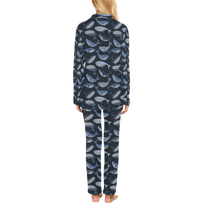 Whale Print Design LKS301 Women's Long Pajama Set