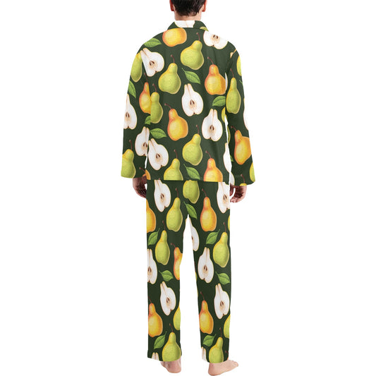 Pear Pattern Print Design PE06 Men's Long Pajama Set