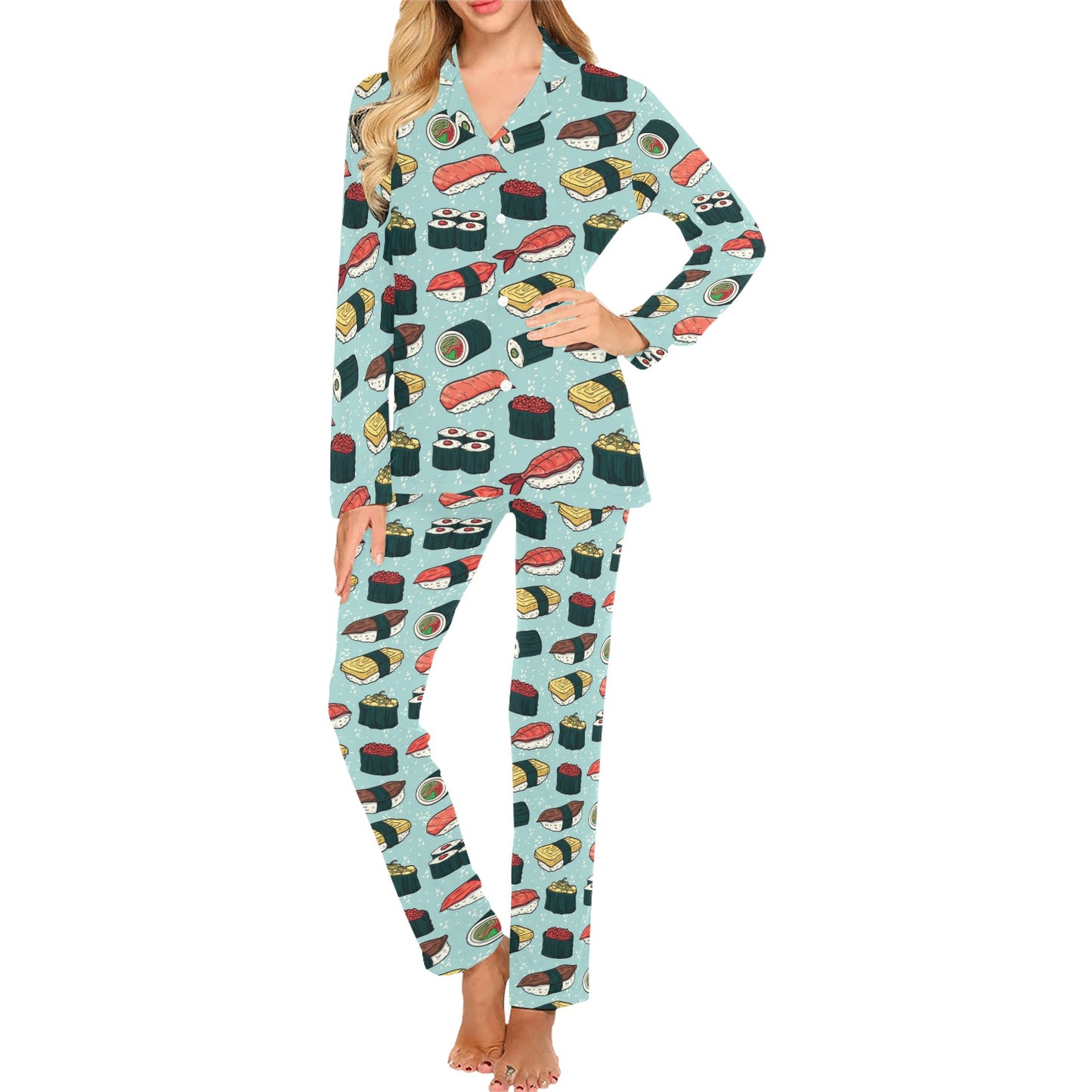Sushi Pattern Design Women's Long Pajama Set