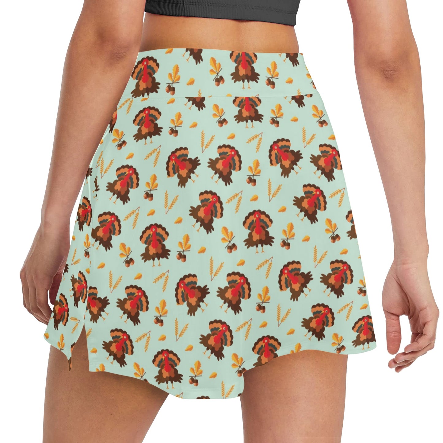 Thanksgiving Print Design LKS309 17" Golf & Pickleball Skort with Pockets