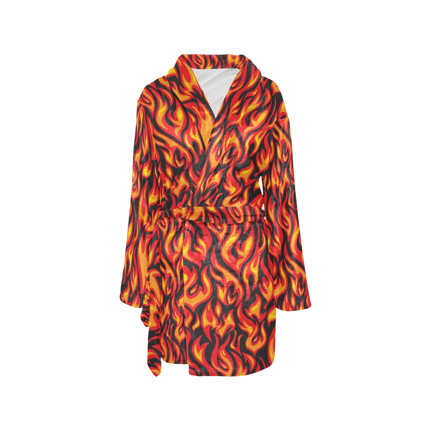 Flame Fire Print Pattern Women's Fleece Robe