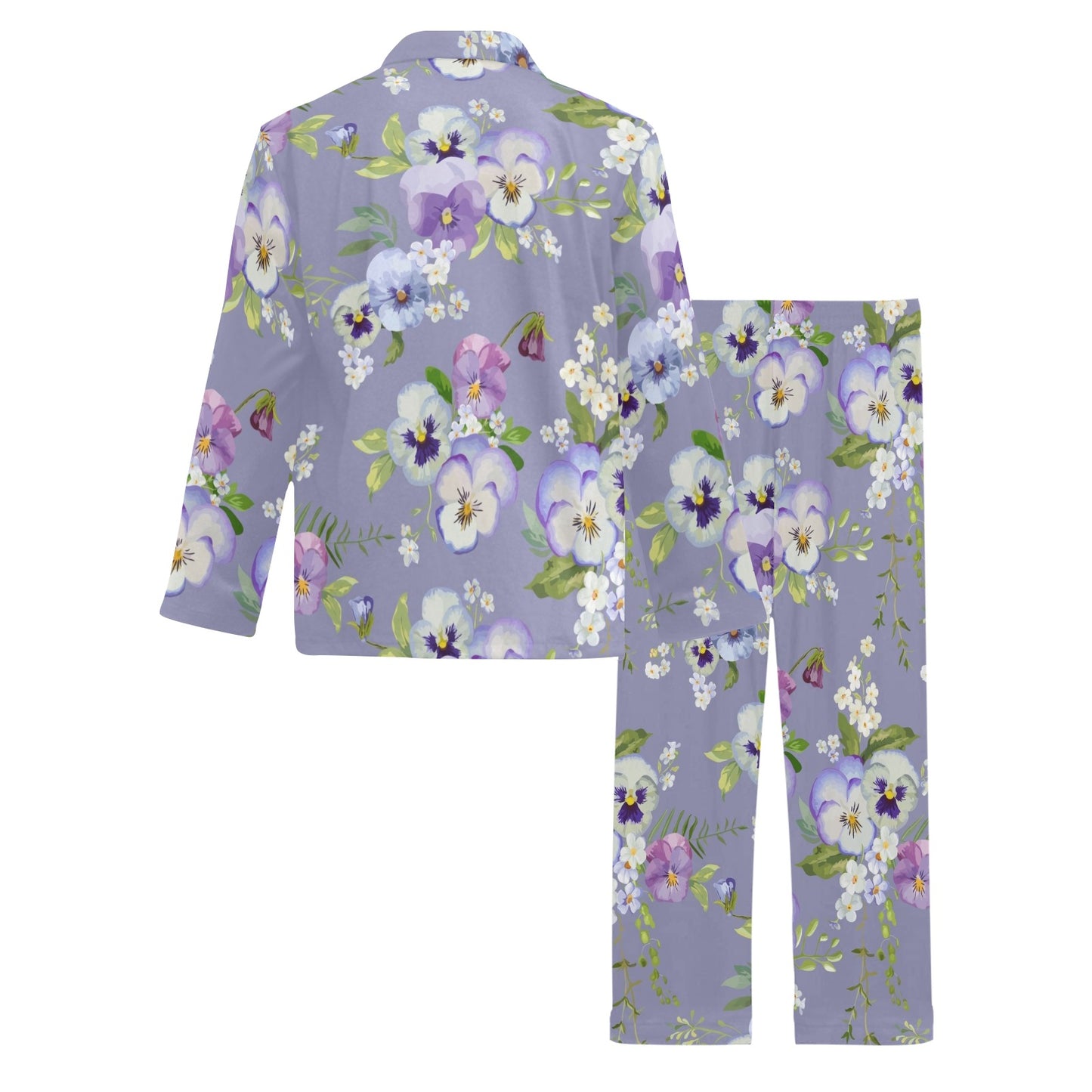 Pansy Pattern Print Design PS05 Men's Long Pajama Set