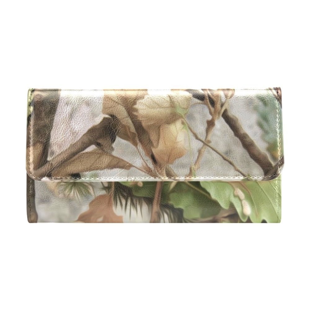 Camo Realistic Tree Forest Print Women's Trifold Wallet