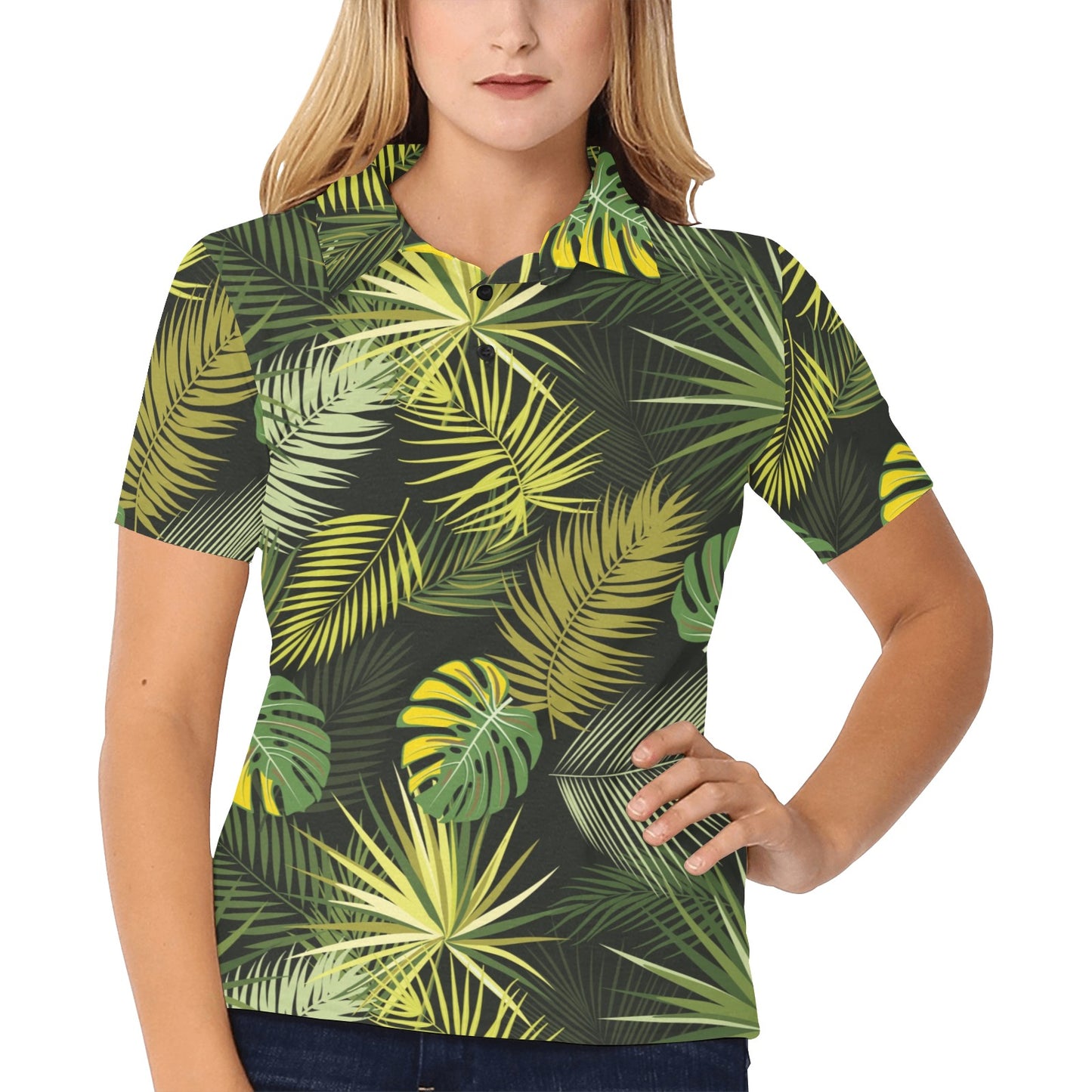 Palm Leaf Pattern Print Design A05 Women's Polo Shirt
