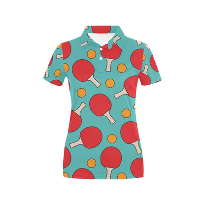 Ping Pong Pattern Print Design A01 Women's Polo Shirt