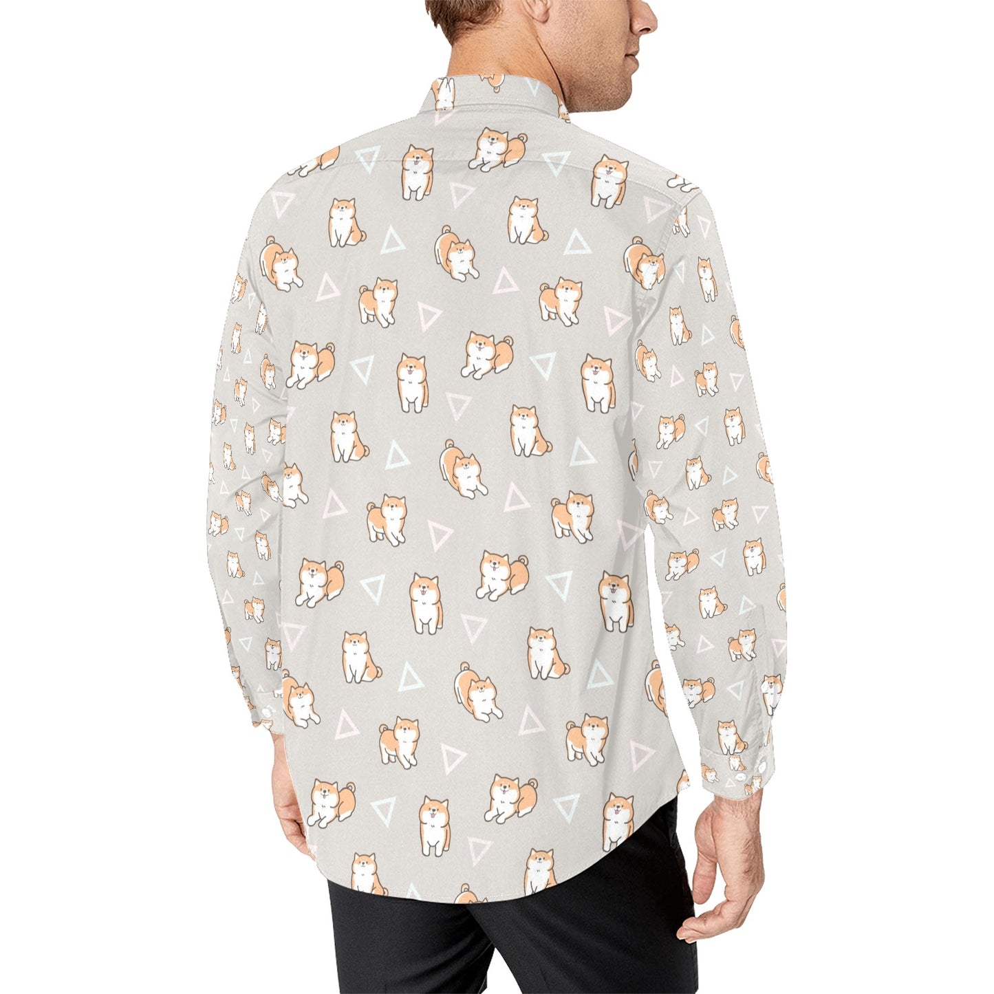 Shiba Inu Print Design LKS307 Men's Long Sleeve Dress Shirt