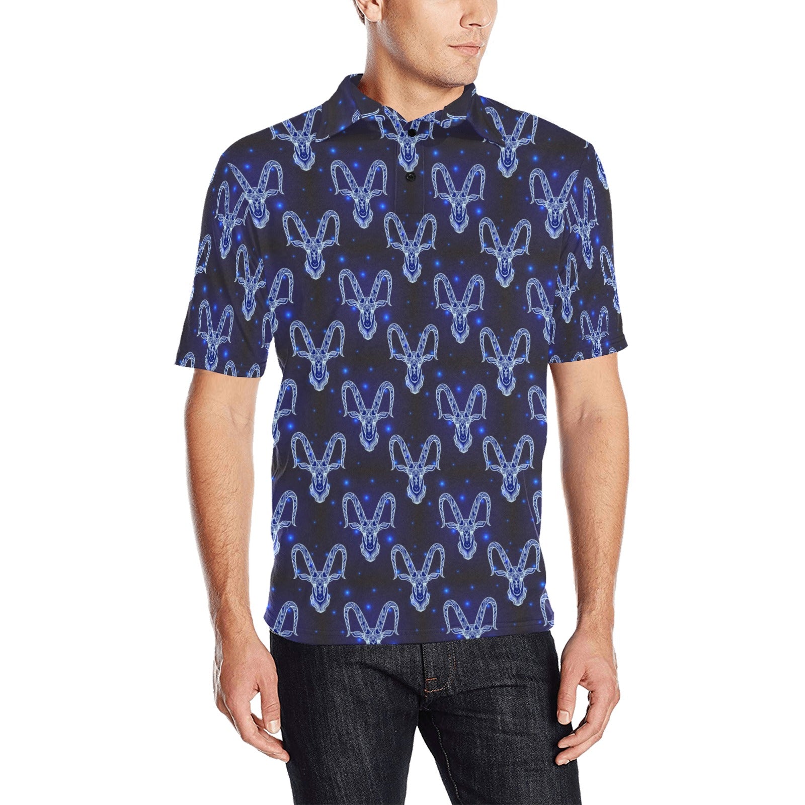 Goat Print Design LKS401 Men Polo Shirt