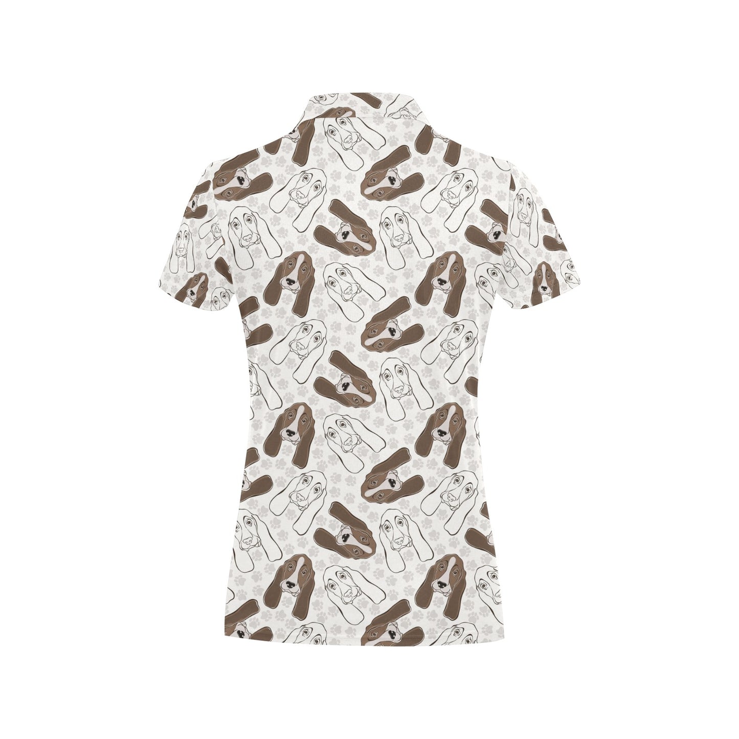 Basset Hound Pattern Print Design 01 Women's Polo Shirt