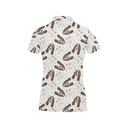 Basset Hound Pattern Print Design 01 Women's Polo Shirt