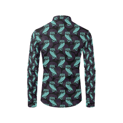 Tribal Pattern Print Design LKS3010 Men's Long Sleeve Dress Shirt