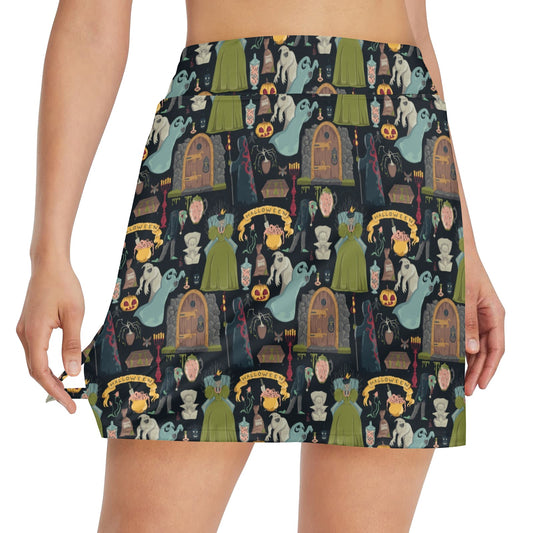 Creepy Halloween Print Design LKS304 17" Golf & Pickleball Skort with Pockets