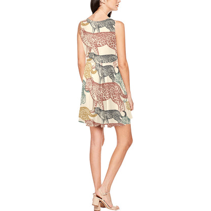 Jaguar Pattern Print Design 01 Sleeveless Dress