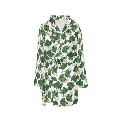 Bok Choy Pattern Print Design 02 Women's Fleece Robe