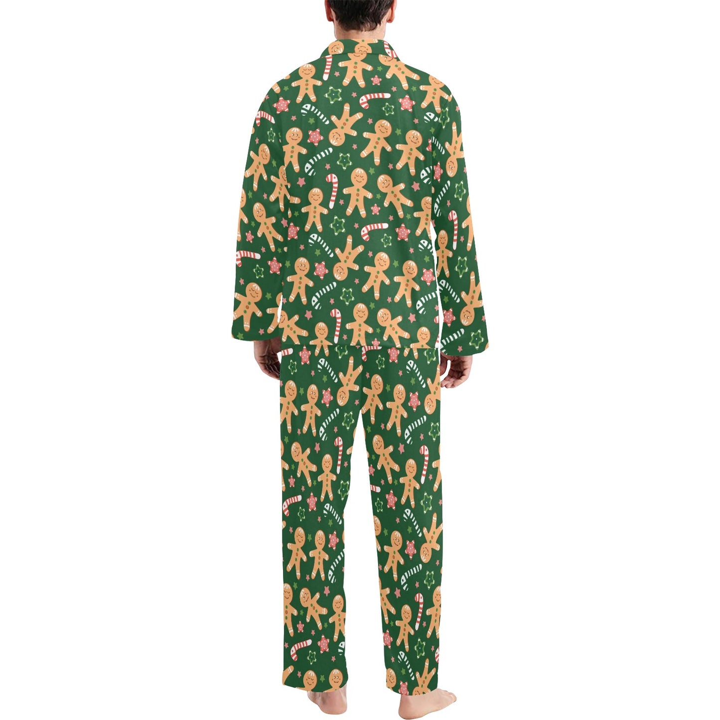 Gingerbread Pattern Print Design 04 Men's Long Pajama Set