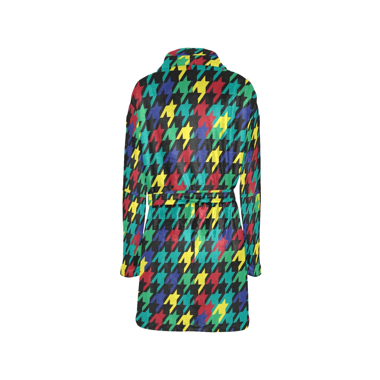 Houndstooth Colorful Pattern Print Design 02 Women's Fleece Robe