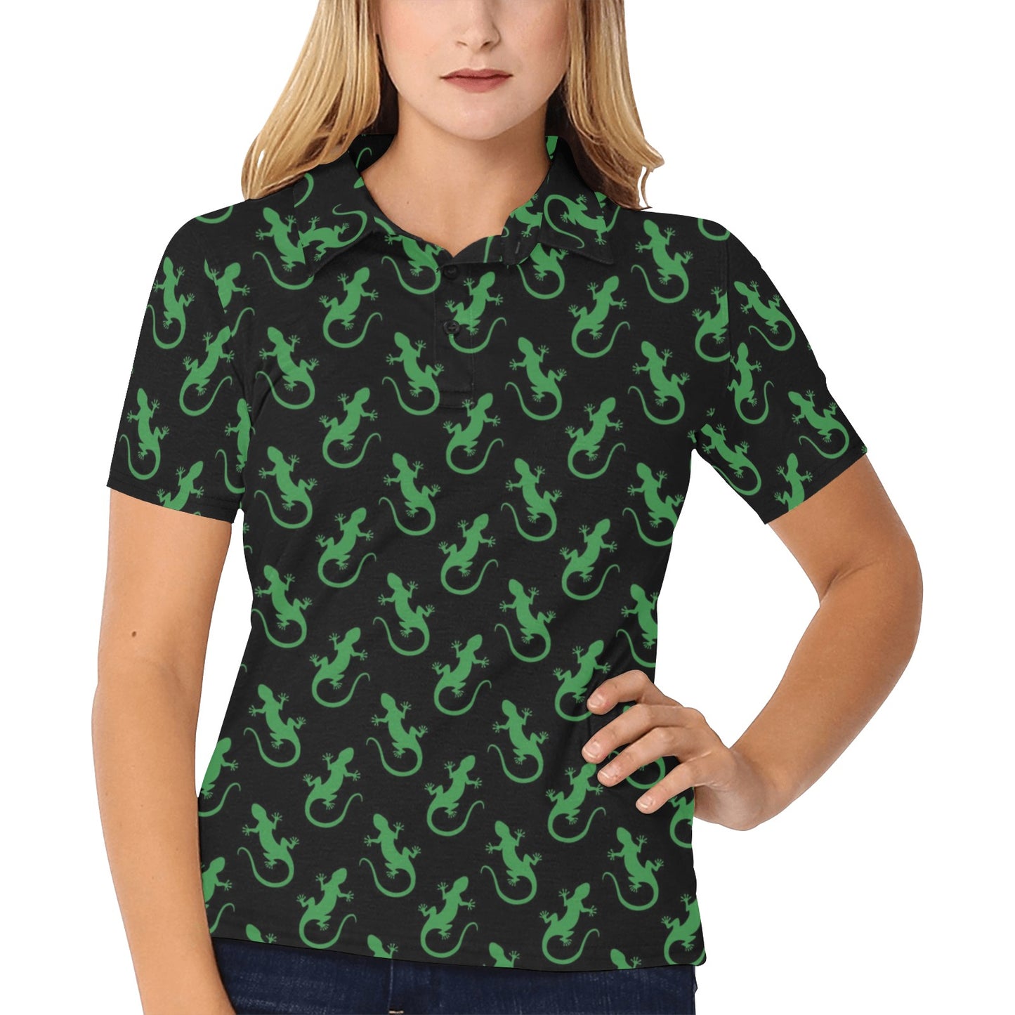 lizard Print Design LKS401 Women's Polo Shirt