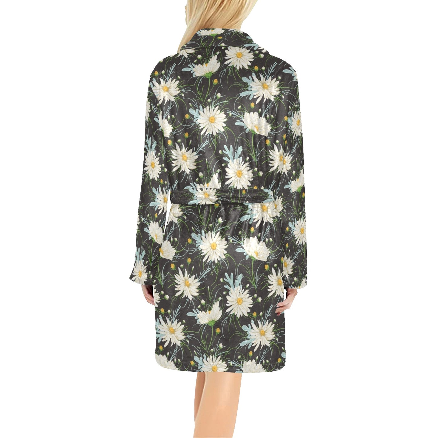 Daisy Pattern Print Design DS08 Women's Fleece Robe