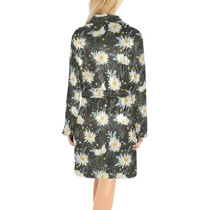 Daisy Pattern Print Design DS08 Women's Fleece Robe