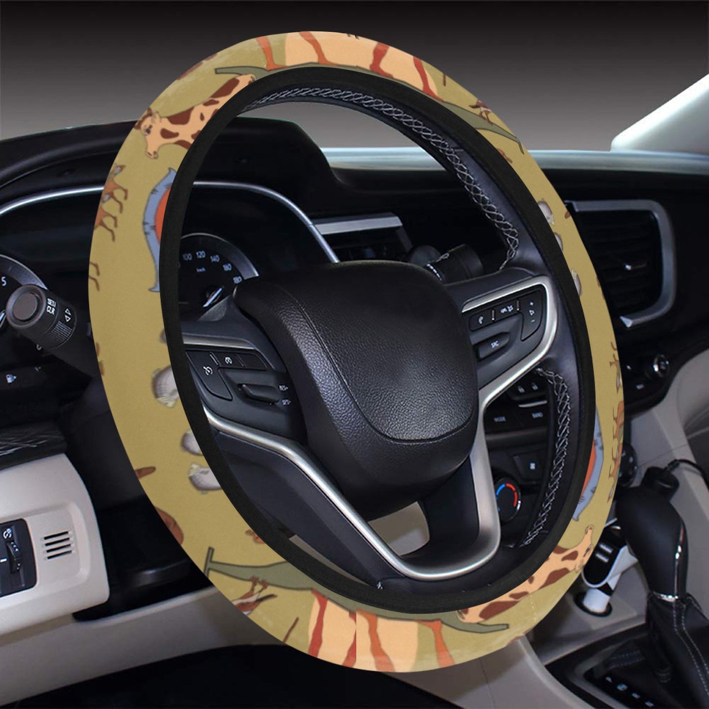 Ancient Greek Classic Pattern Design LKS305 Steering Wheel Cover with Elastic Edge