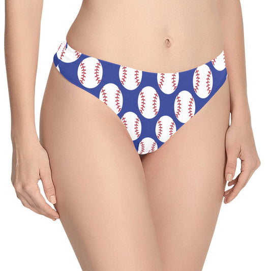 Baseball Blue Background Women's Thongs