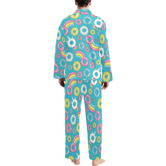 Donut Pattern Print Design DN013 Men's Long Pajama Set