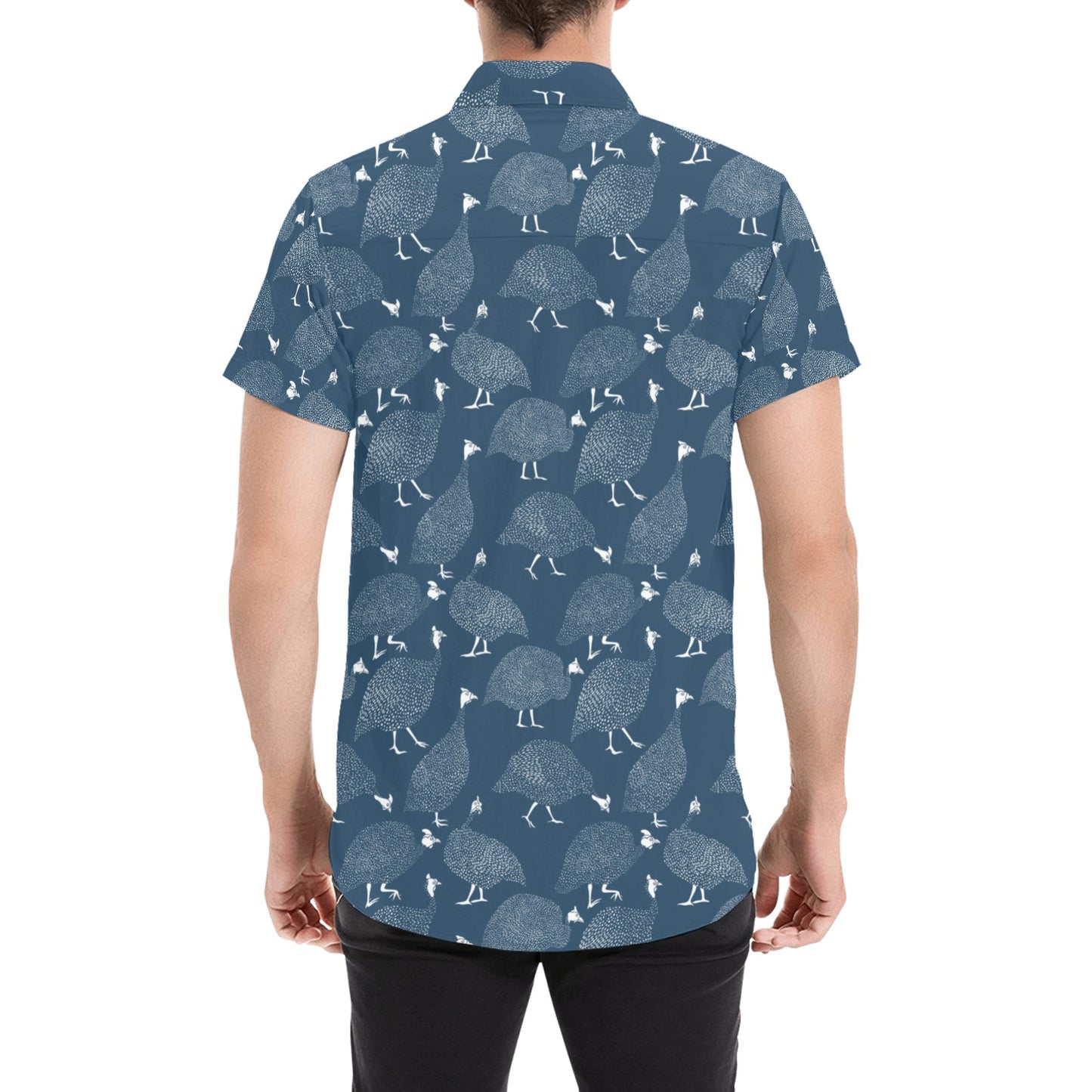 Guinea Fowl Print Design LKS401 Men Short Sleeve Button Up Shirt