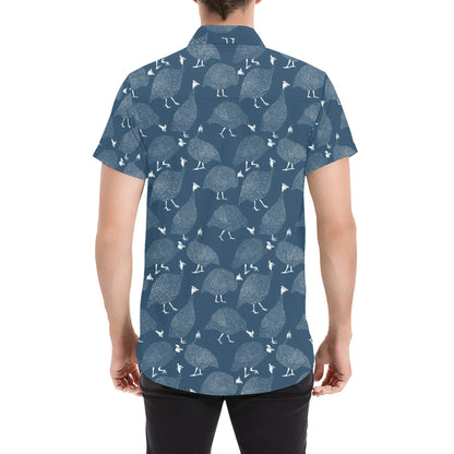 Guinea Fowl Print Design LKS401 Men Short Sleeve Button Up Shirt