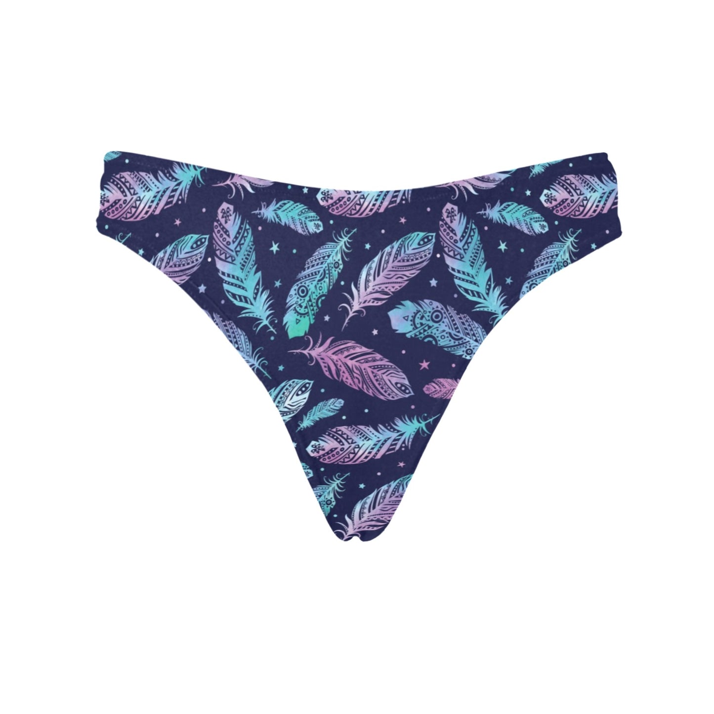 Feather Aztec Design Print Women's Thongs