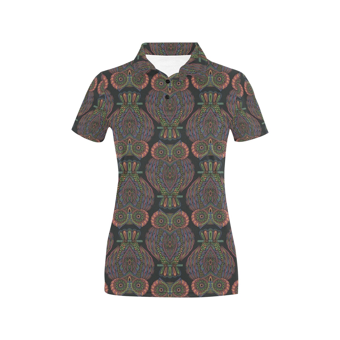 Owl Pattern Print Design A05 Women's Polo Shirt