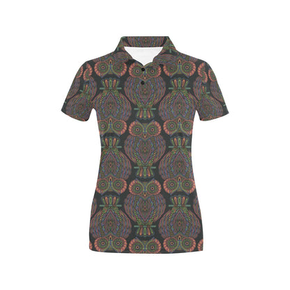 Owl Pattern Print Design A05 Women's Polo Shirt