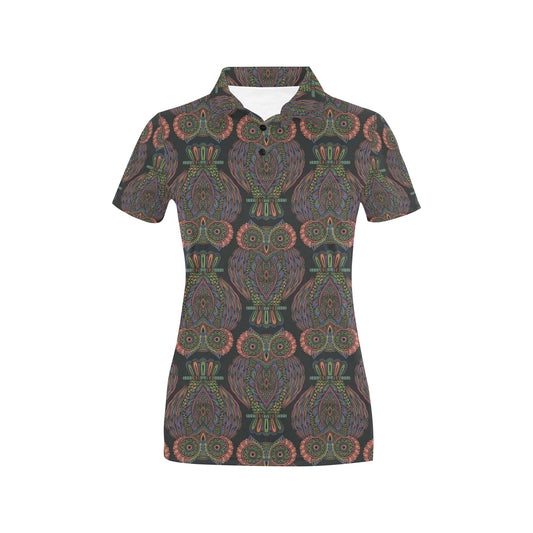 Owl Pattern Print Design A05 Women's Polo Shirt