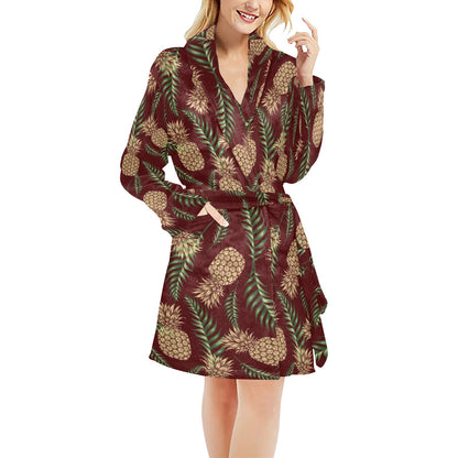 Pineapple Pattern Print Design PP013 Women's Fleece Robe